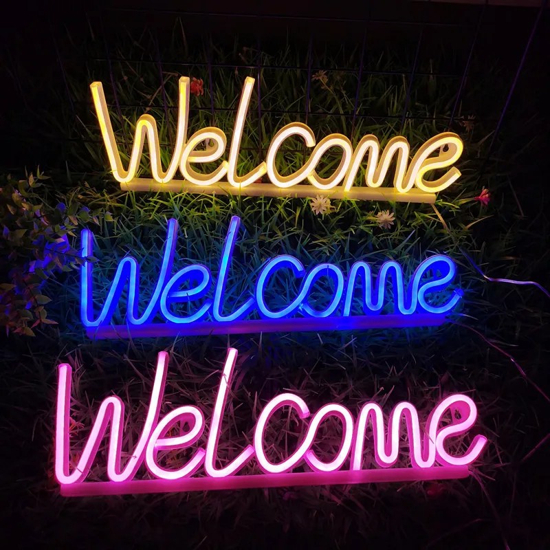 Sveiki atvykę – reklaminis šviečiantis LED neoninis iškaba