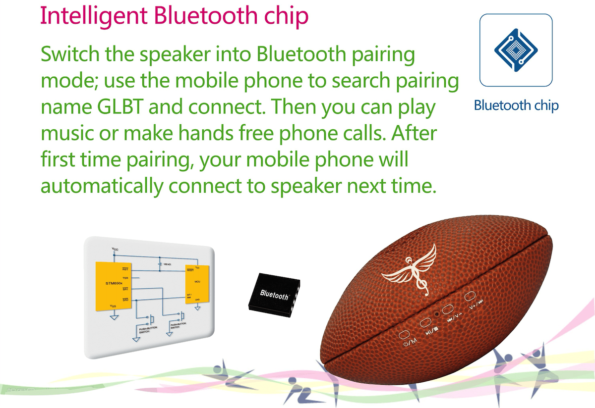 amerikietiško futbolo kamuolio formos „Bluetooth“ mini nešiojamasis garsiakalbis