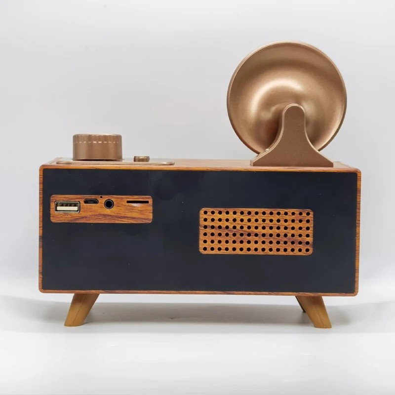 senas radijo mini mažas medinis retro vintažinio stiliaus dizainas