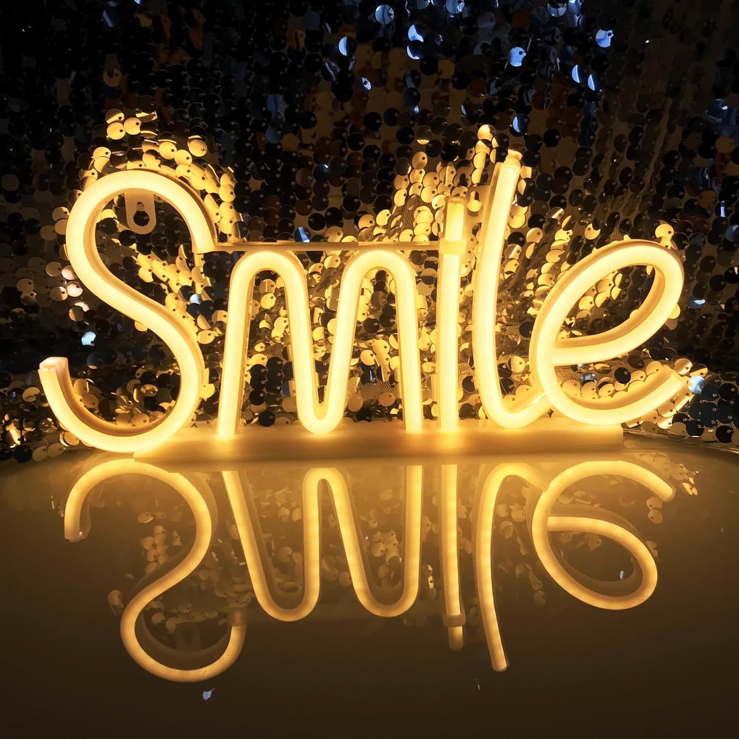 Smile LED švytintis ženklas ant sienos neoninės šviesos