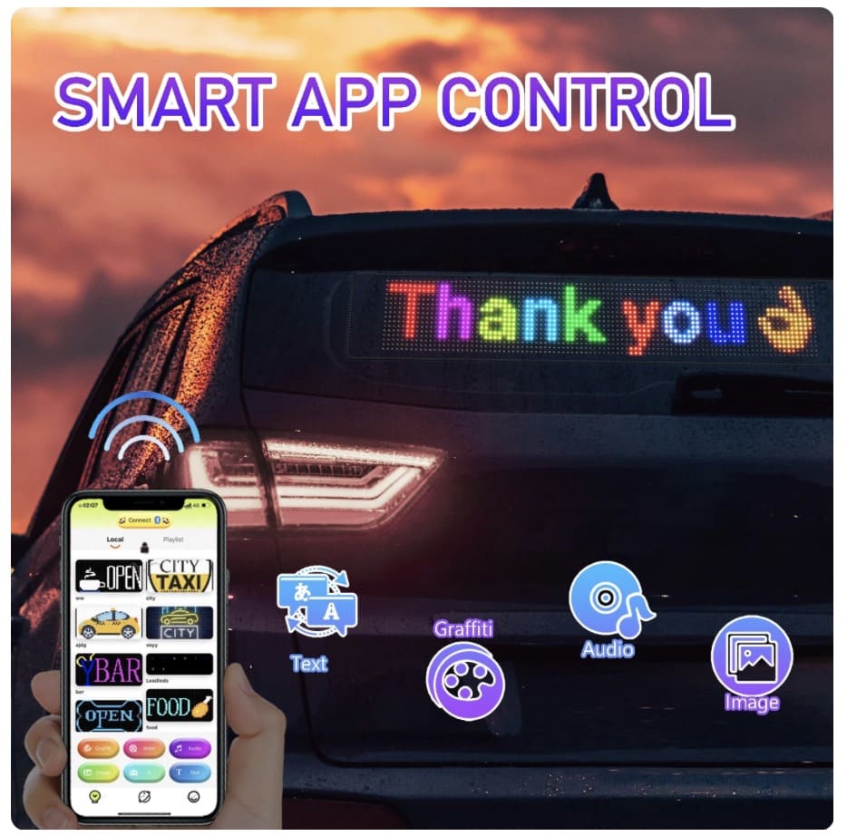 Automobilio LED reklaminio ekrano ekranas, lankstus mobiliajam telefonui
