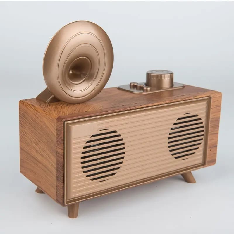 mažas mini senas retro vintažinio dizaino radijo fonografas
