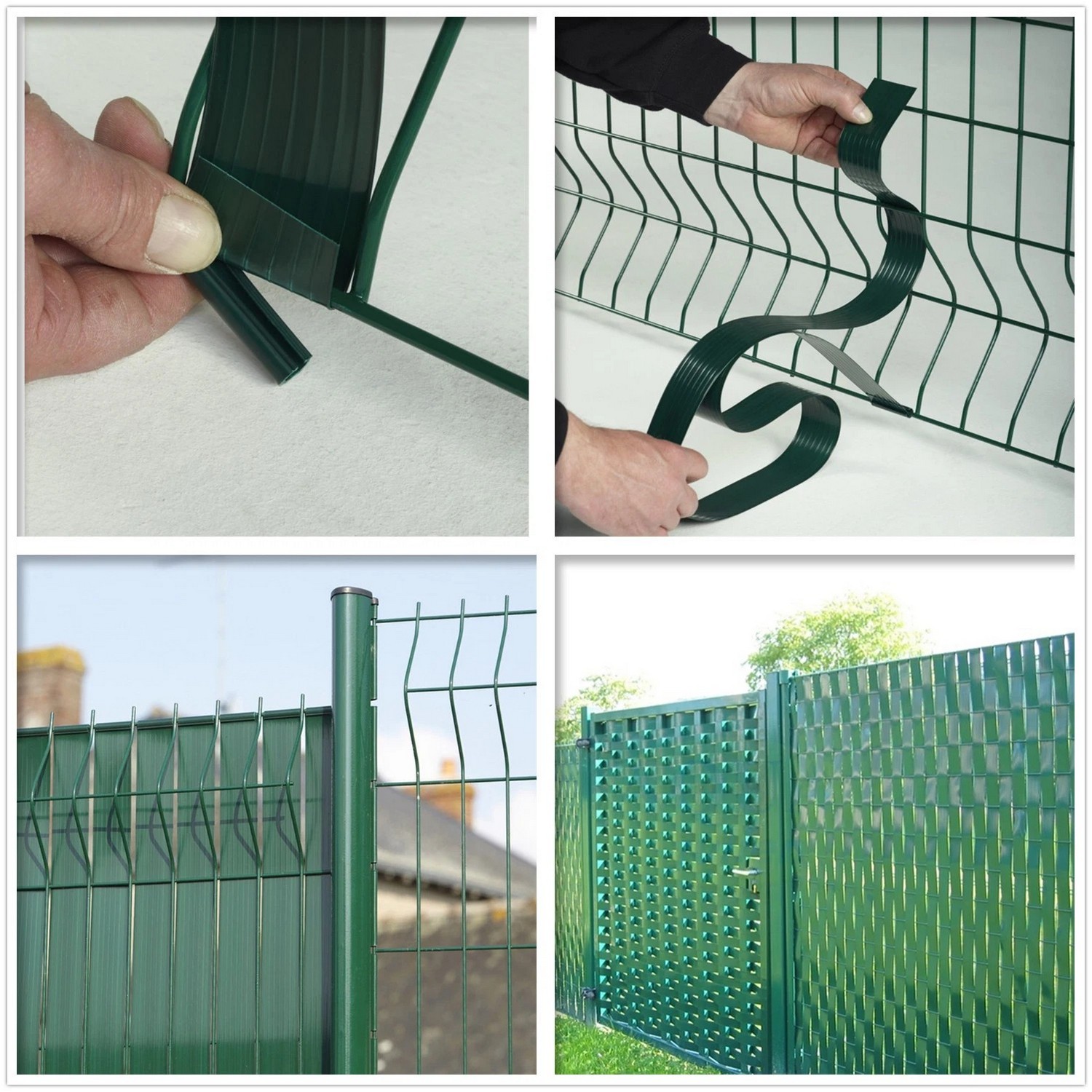 PVC lanksti plastikinė privatumo juosta 3D tinklelio tvorai žalia