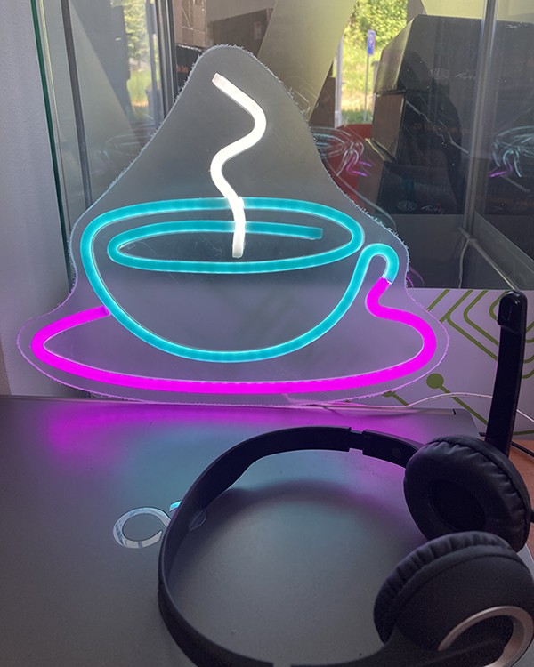 kavos puodelis - LED šviesų sienų tapyba