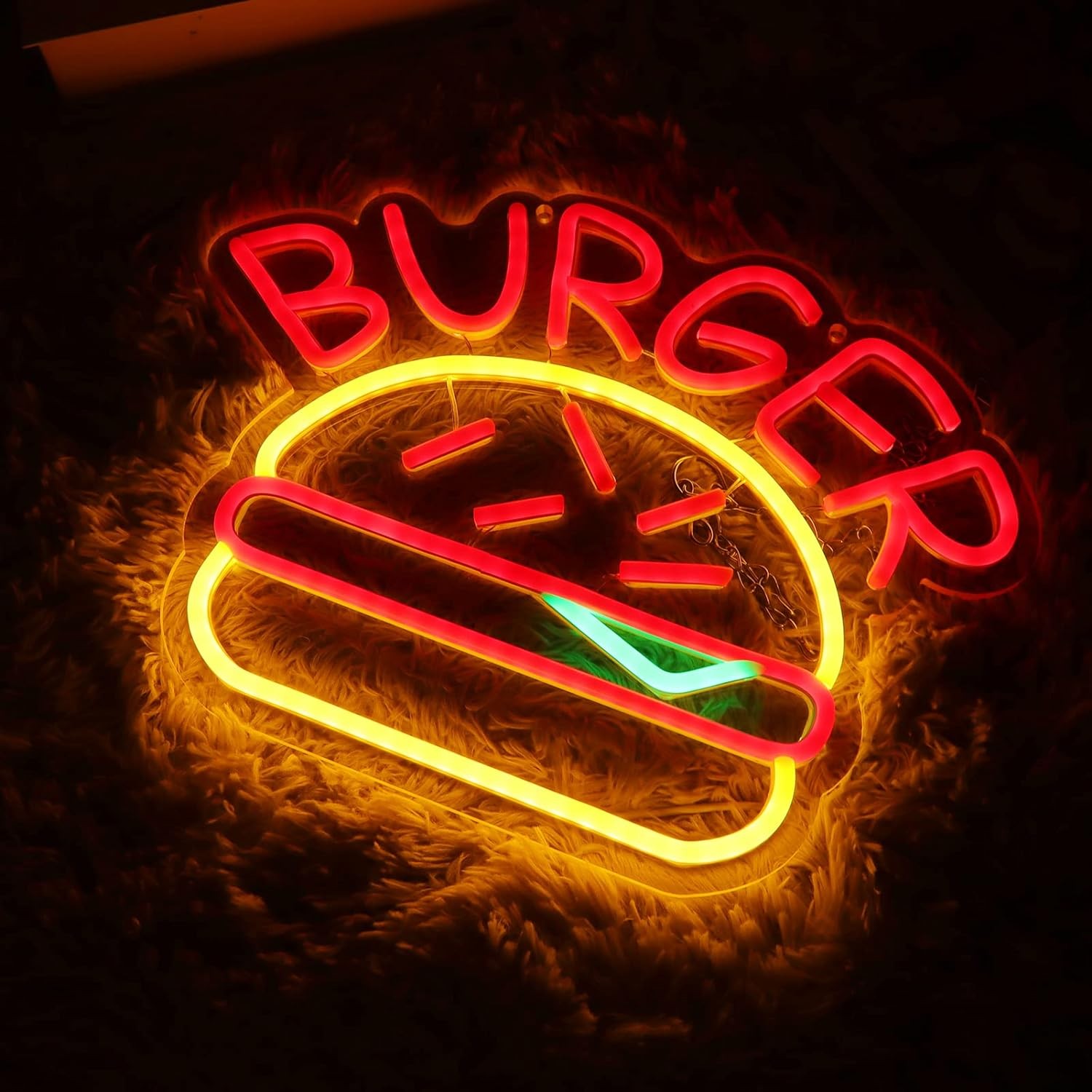 Mėsainių reklama šviečianti šviečianti LED neoninė iškaba